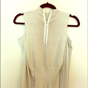 Bebe Cold Shoulder Mock Metallic Top